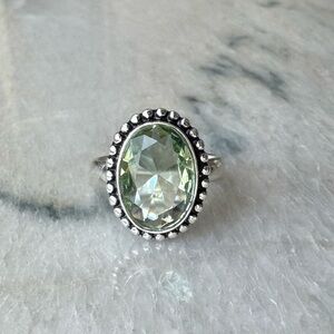 NWOT Sundance Evergreen Fog Ring, Green Amethyst, Sterling Silver